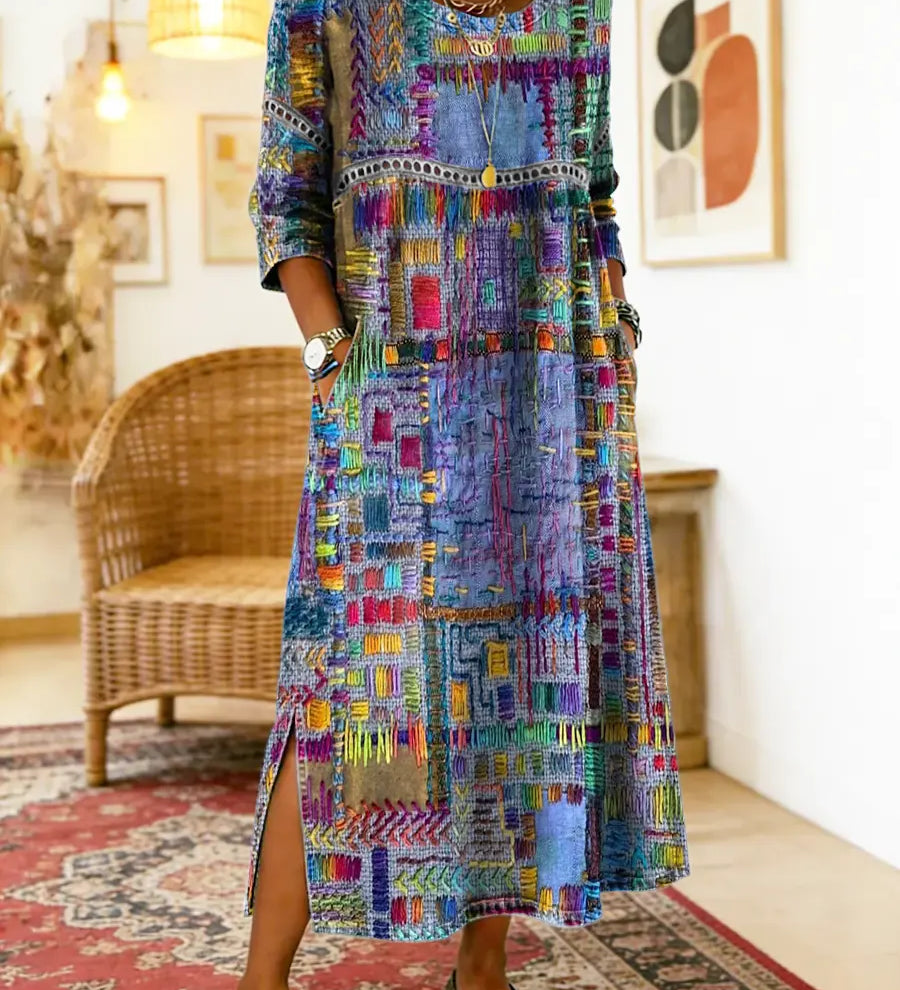 Manuela | Ethnic Patchwork Denim Dress