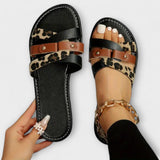 Leopard print sandals with crossed straps
