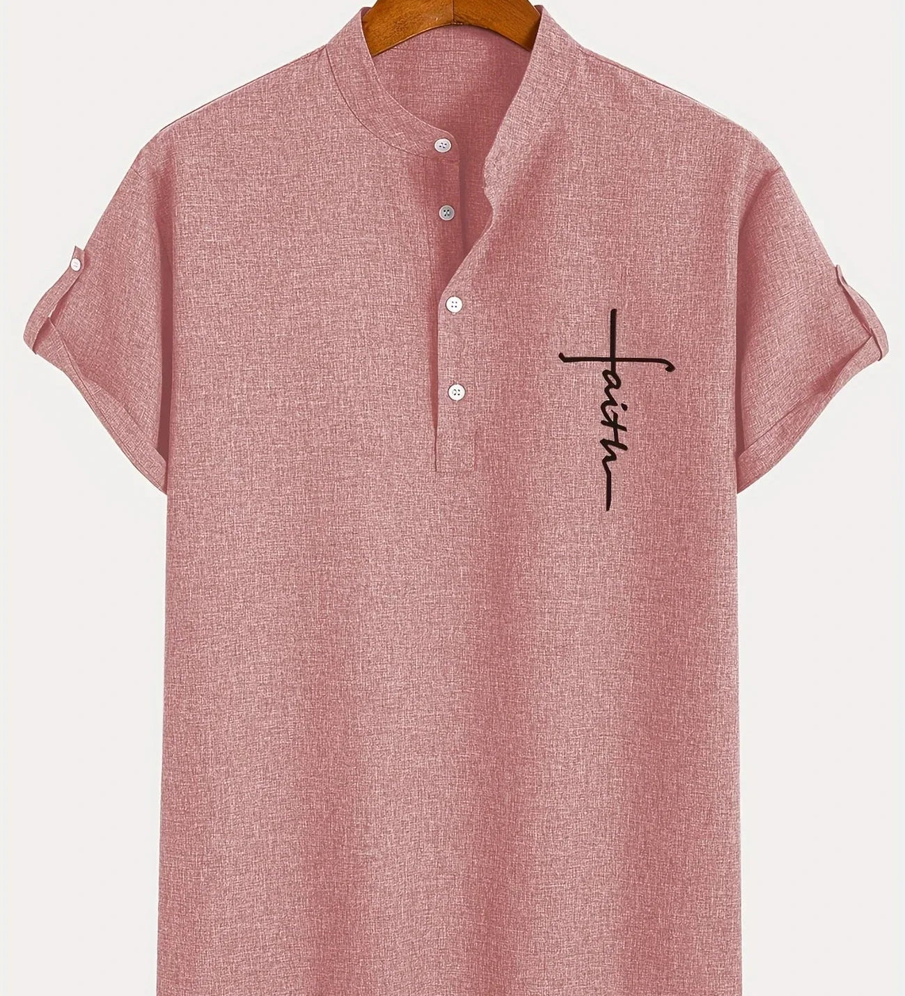 Kristóf™ | Elegant short-sleeved shirt with stand-up collar
