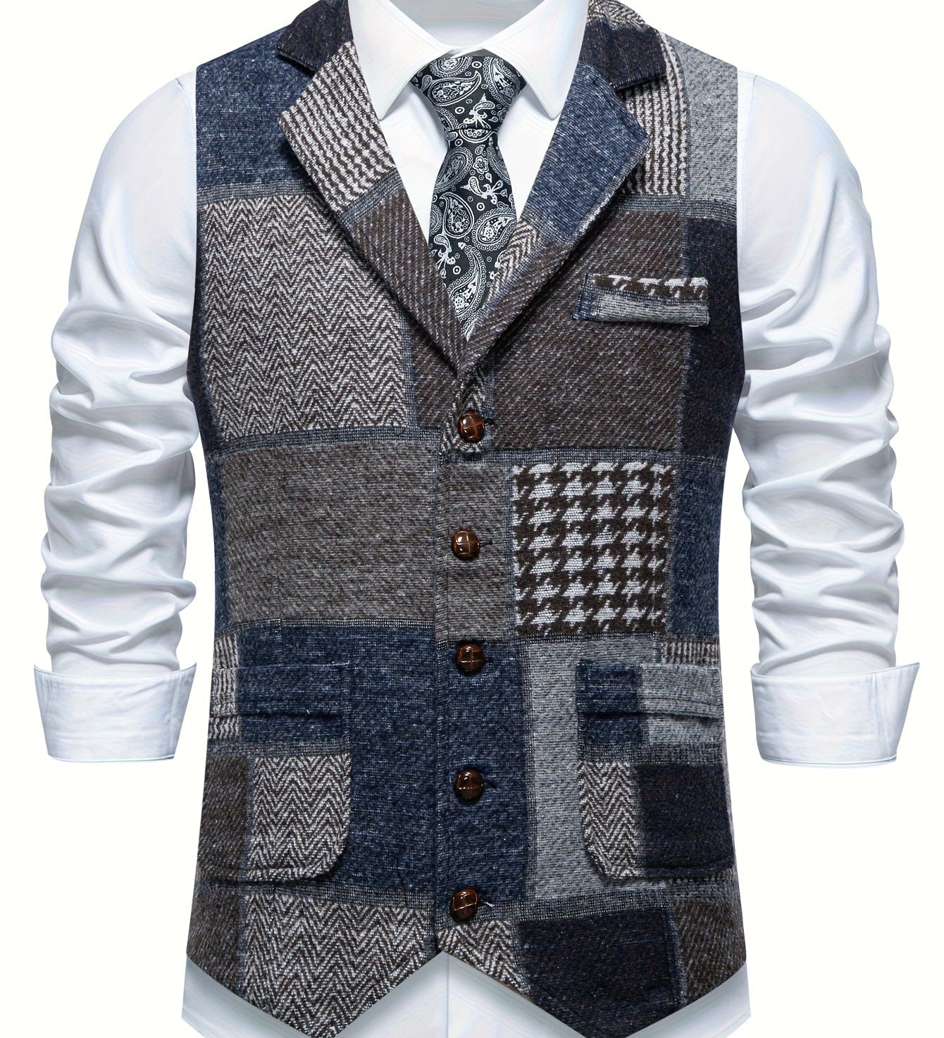 Men's herringbone tweed vest