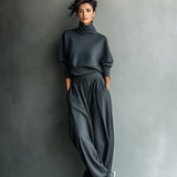 Knitted Set with Wide-Leg Trousers