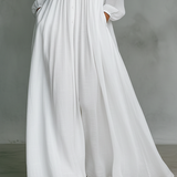 Patchwork Canvas Maxi Dress with Stand Collar