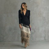 Gabriela - Long V-neck Moulded Dress