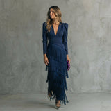 Gabriela - Long V-neck Moulded Dress