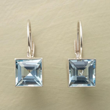 Retro Blue Gingham Glass Earrings