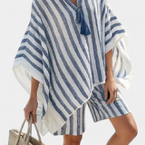 Nancy striped set with oversized T-shirt and elegant shorts