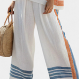 White Ethnic Daisy Set with Blue and Orange Details – Unique and Vibrant Style