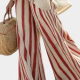 Stunning red striped natural texture two-piece Daisy suit