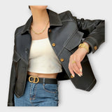 Elegant leather jacket with a modern design and refined aesthetics