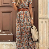 Justine™ - Long, loose bohemian dress with belt