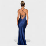 Elena - Midnight Blue Silk Dress