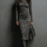 Lorena | Long brown midi dress