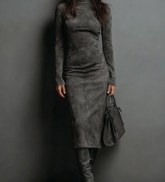 Lorena | Long brown midi dress