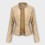 Elegant leather jacket with a modern cut and timeless style