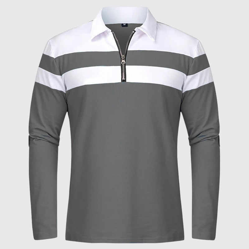 Ábel - Elegant sweater with zipper and stripes