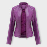 Elegant leather jacket with a modern cut and timeless style