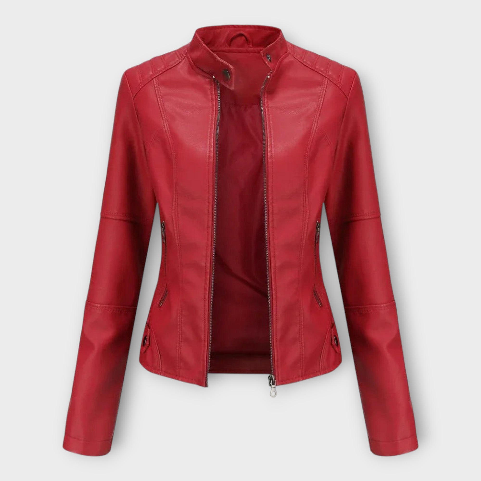 Elegant leather jacket with a modern cut and timeless style