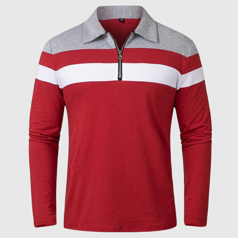 Ábel - Elegant sweater with zipper and stripes