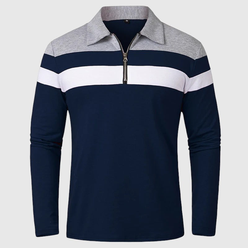 Ábel - Elegant sweater with zipper and stripes