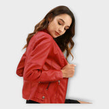Elegant leather jacket with a modern cut and timeless style