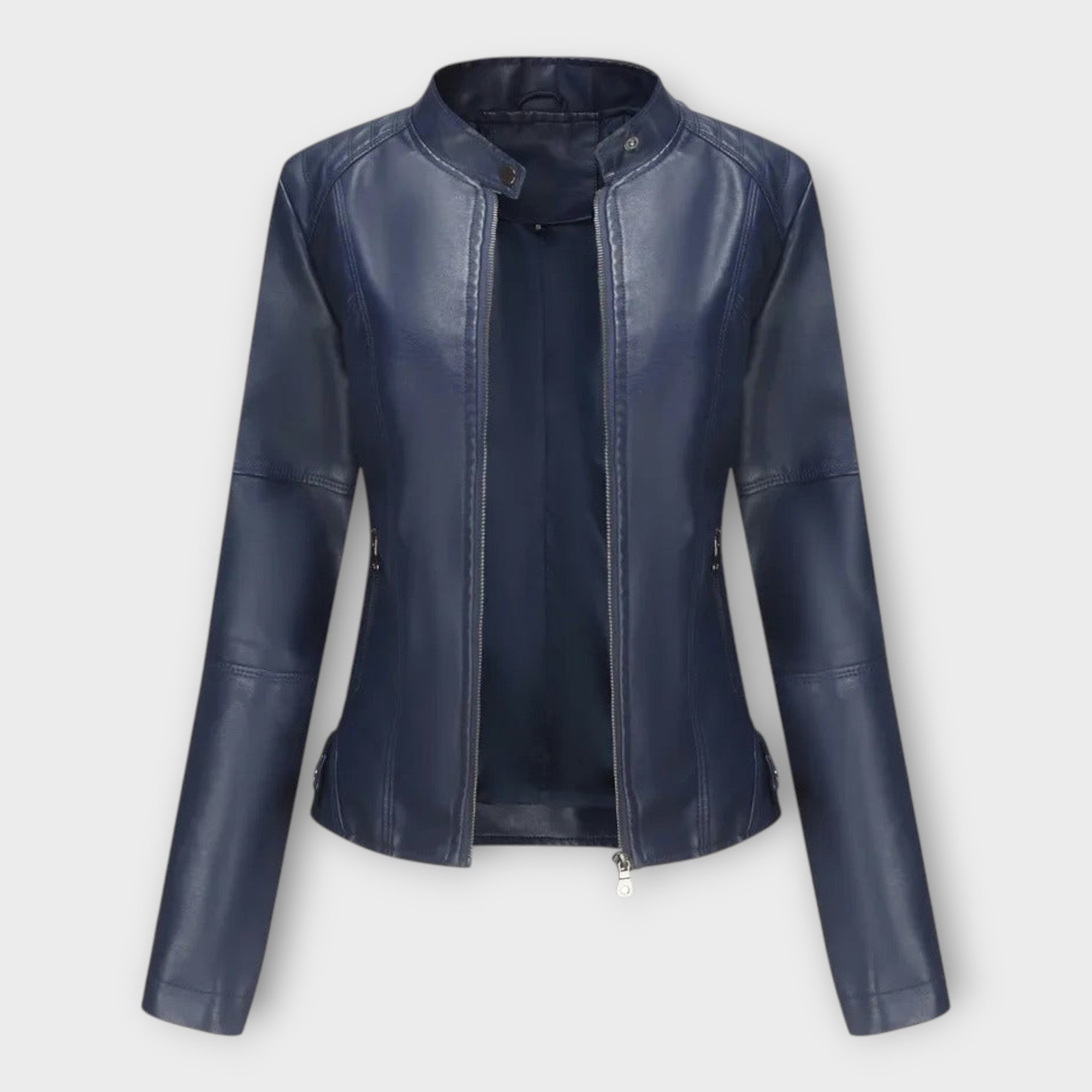 Elegant leather jacket with a modern cut and timeless style