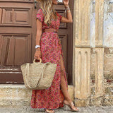 Justine™ - Long, loose bohemian dress with belt