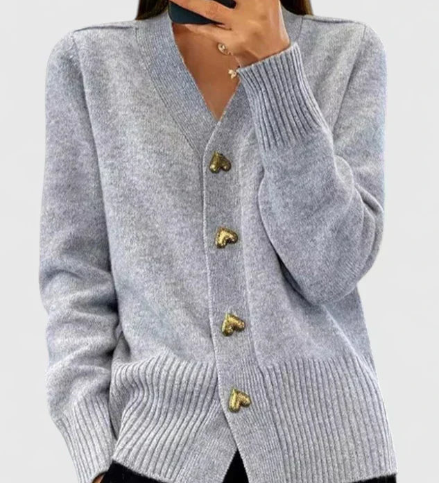 Katrin - Knitted cardigan with heart-shaped buttons