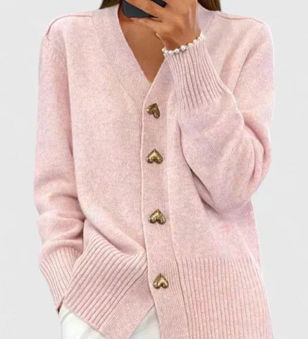 Katrin - Knitted cardigan with heart-shaped buttons