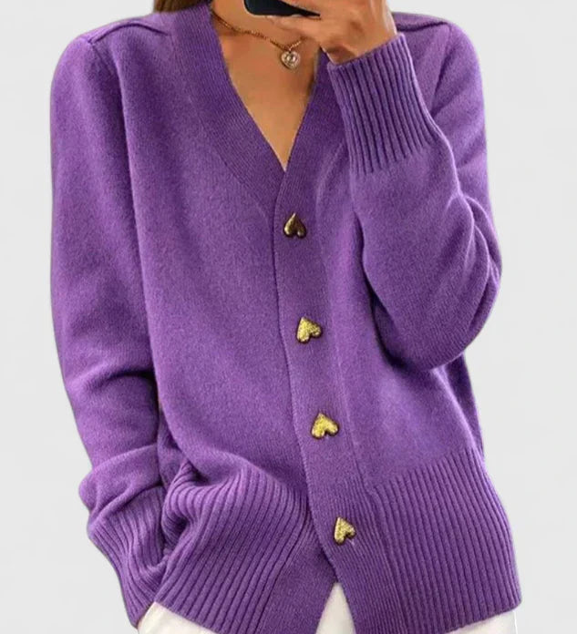 Katrin - Knitted cardigan with heart-shaped buttons