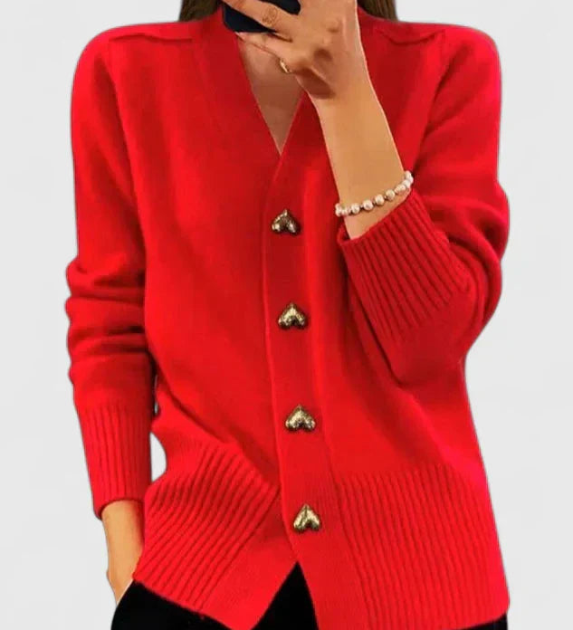 Katrin - Knitted cardigan with heart-shaped buttons