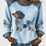Nuria - Charming Dachshund with patchwork jeans