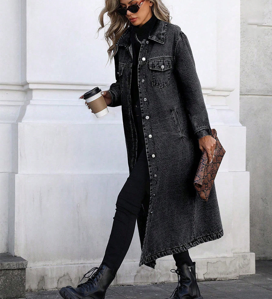 Maya | Fashionable Long Denim Jacket